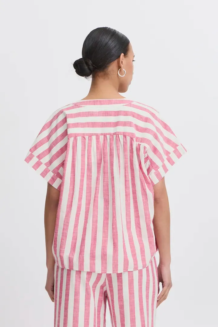 Lolia Short Sleeve Top Bright Rose/ White
