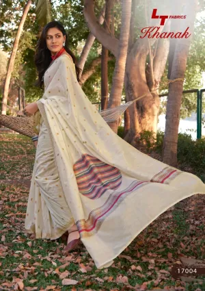 Lt Fashion Presents Khanak Cotton Silk Casual Wear Sarees Collection