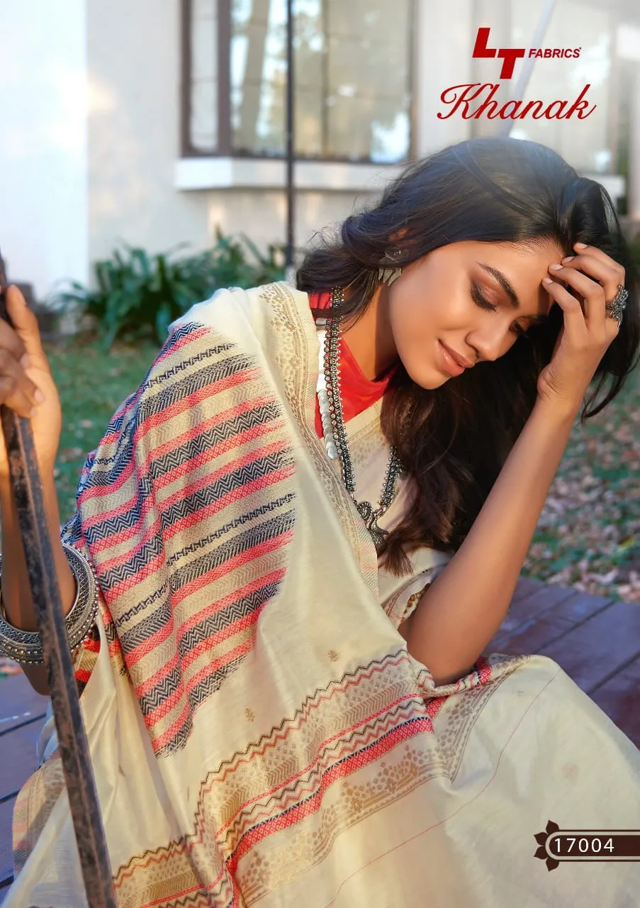 Lt Fashion Presents Khanak Cotton Silk Casual Wear Sarees Collection