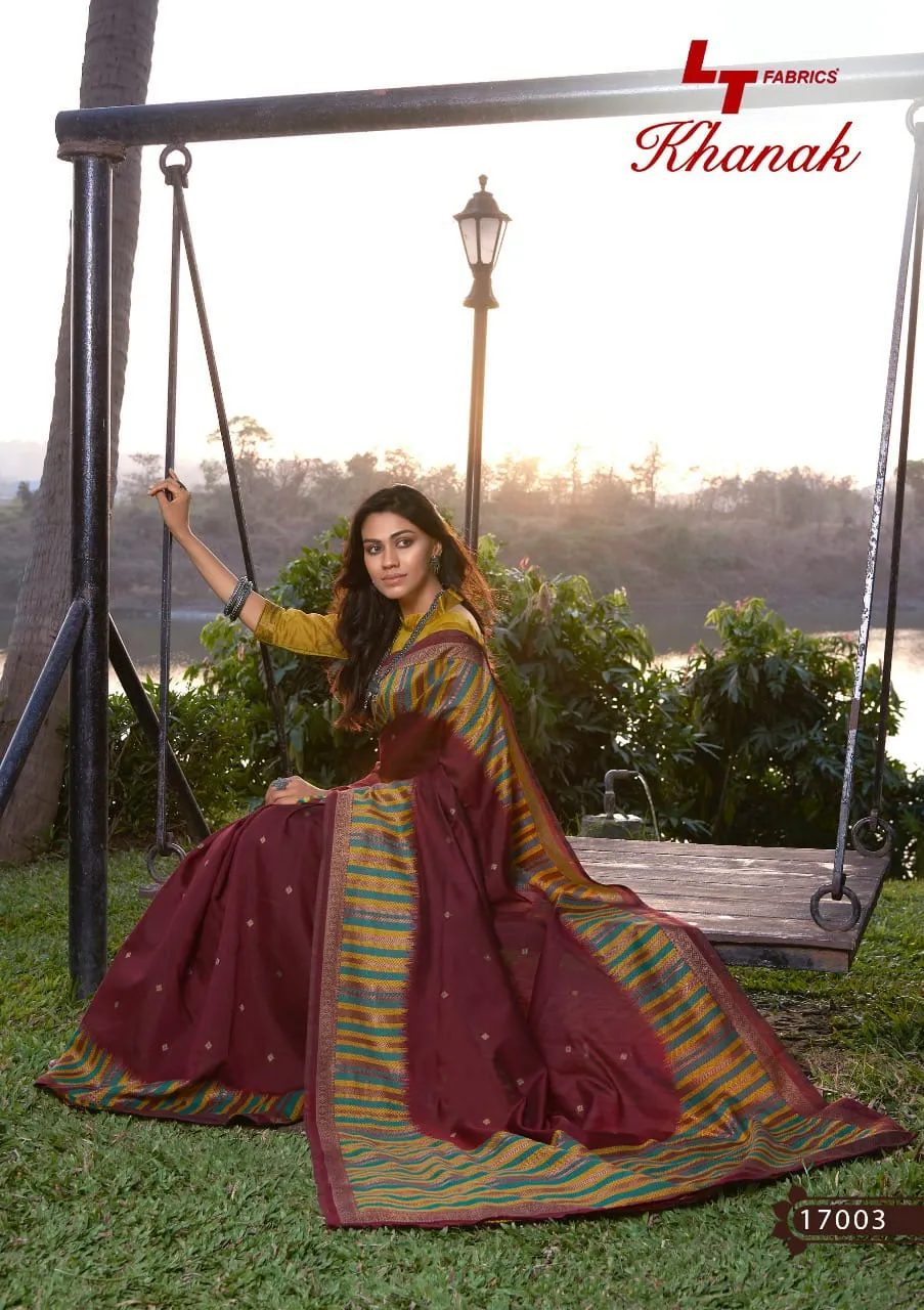 Lt Fashion Presents Khanak Cotton Silk Casual Wear Sarees Collection