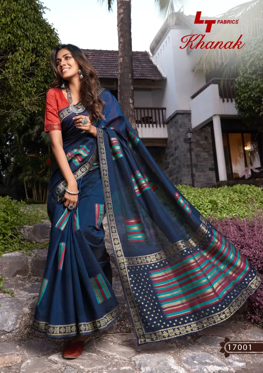 Lt Fashion Presents Khanak Cotton Silk Casual Wear Sarees Collection