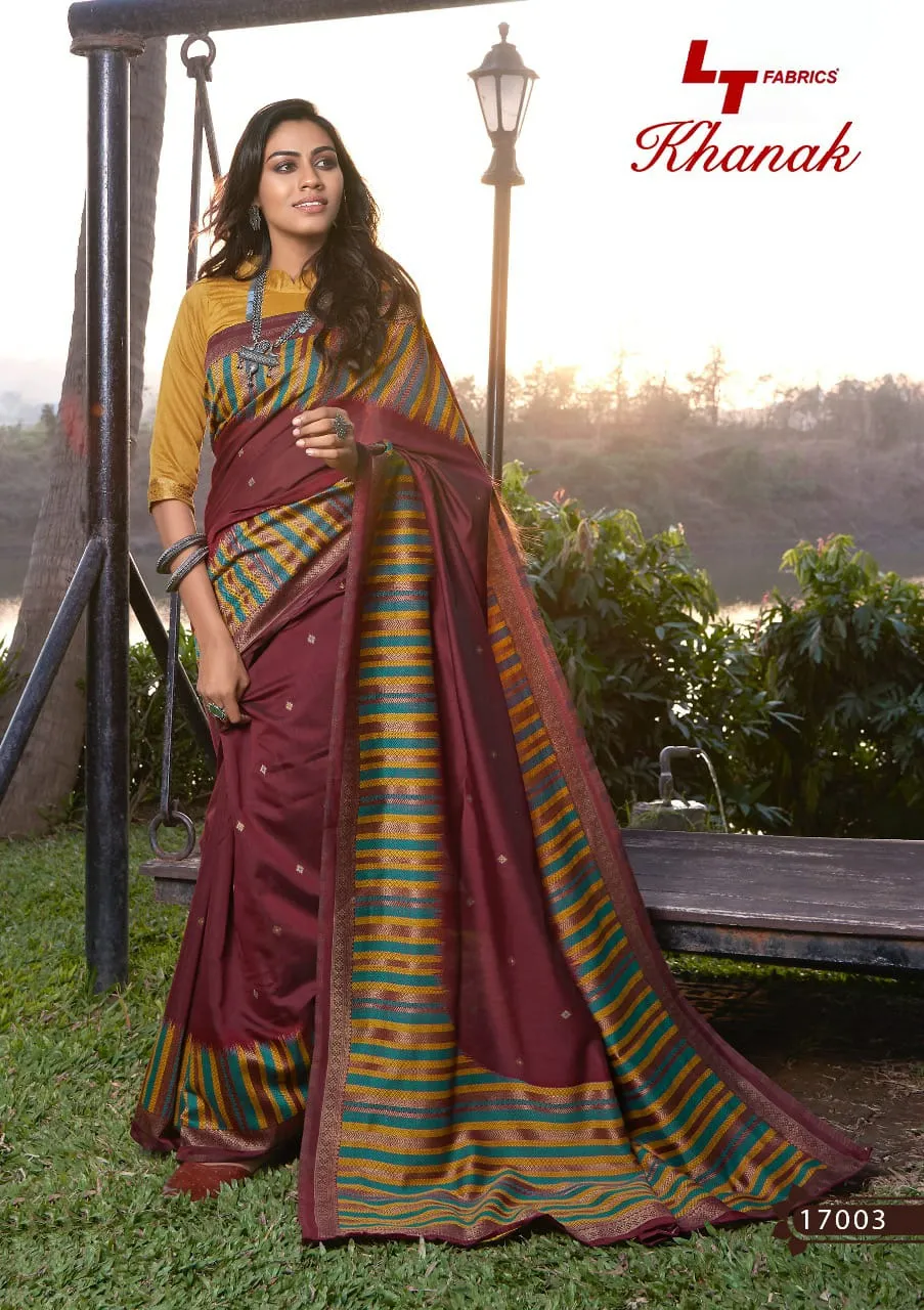 Lt Fashion Presents Khanak Cotton Silk Casual Wear Sarees Collection