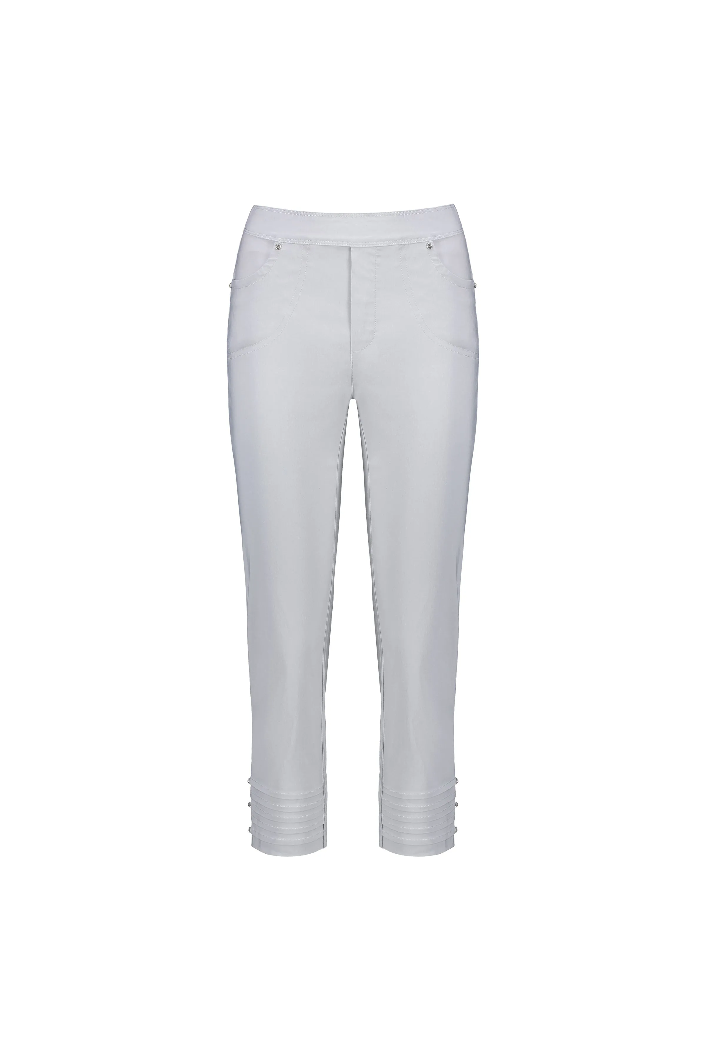 Macjays - Mercy Crop Pant with Diamantes in Faille - Silver - M6245