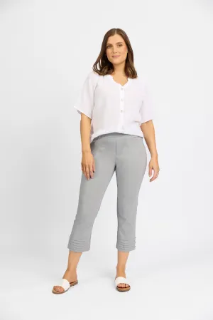Macjays - Mercy Crop Pant with Diamantes in Faille - Silver - M6245