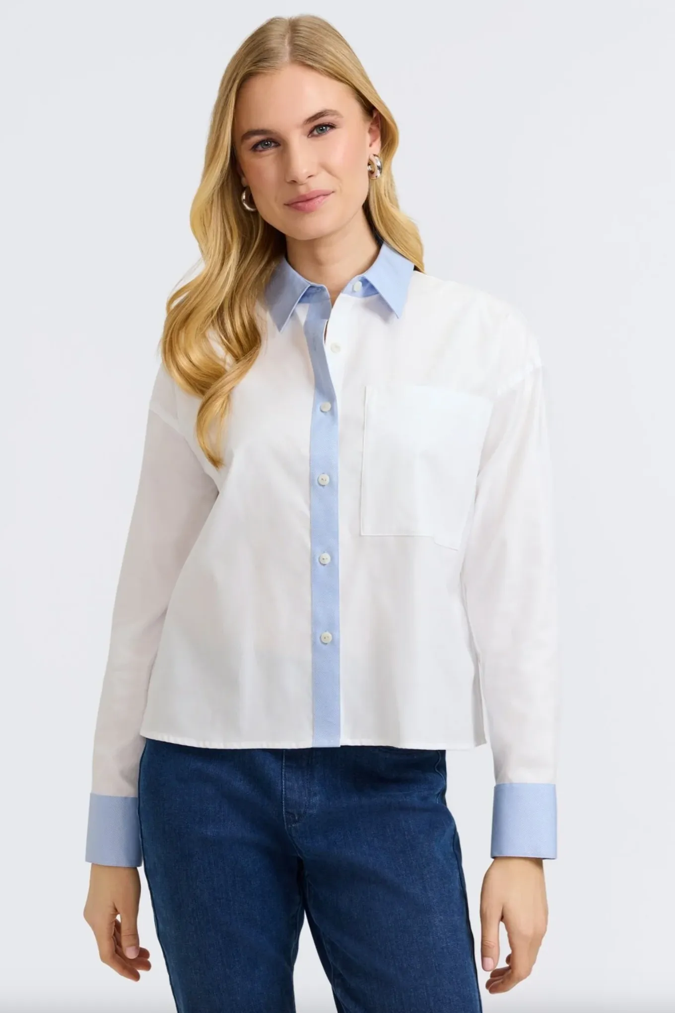 Marina Cavalry Twill Long Sleeve Shirt - White Calvary Twill