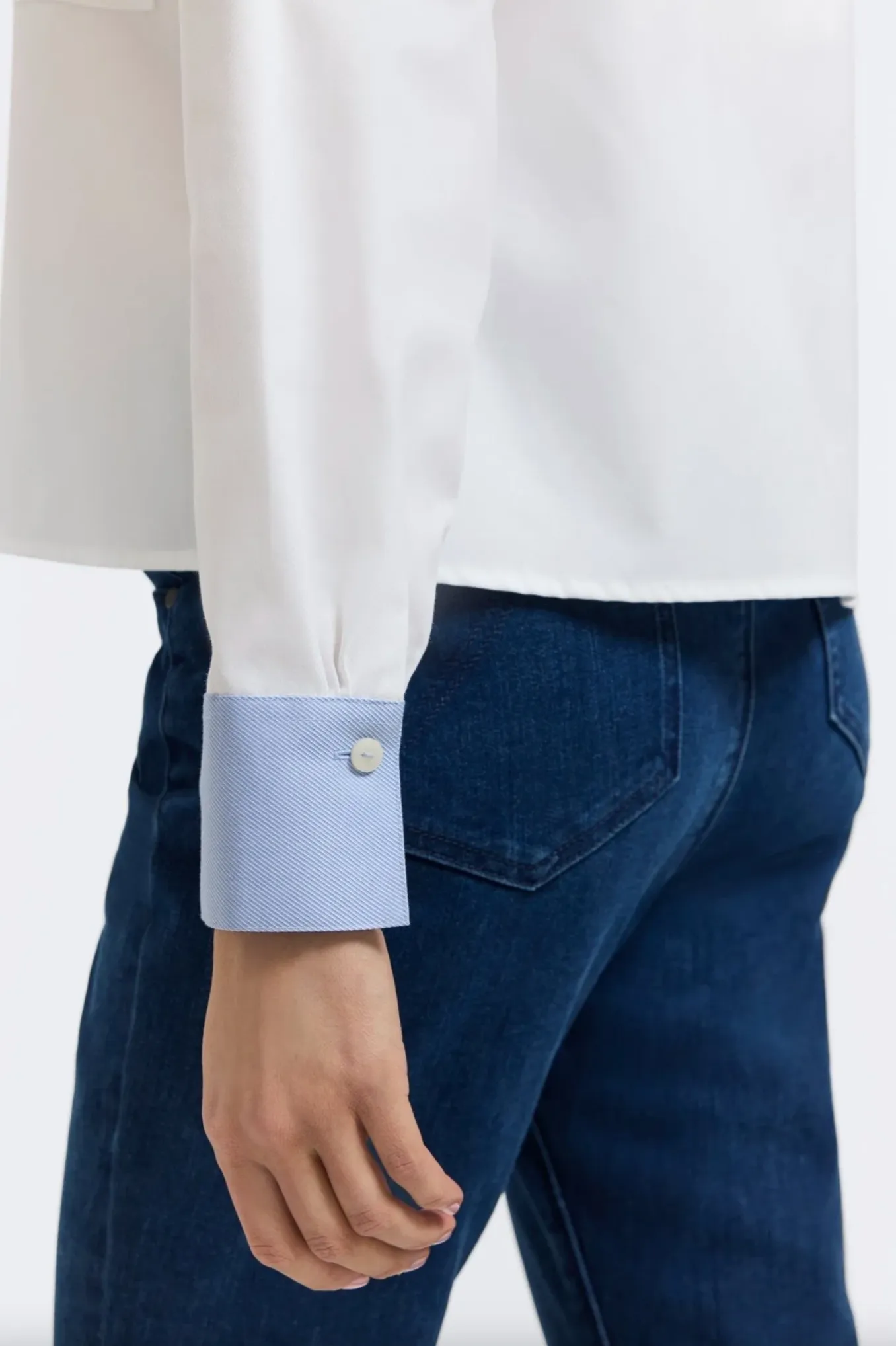 Marina Cavalry Twill Long Sleeve Shirt - White Calvary Twill