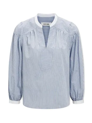 Mid blue and white stripe Erica organic shirt