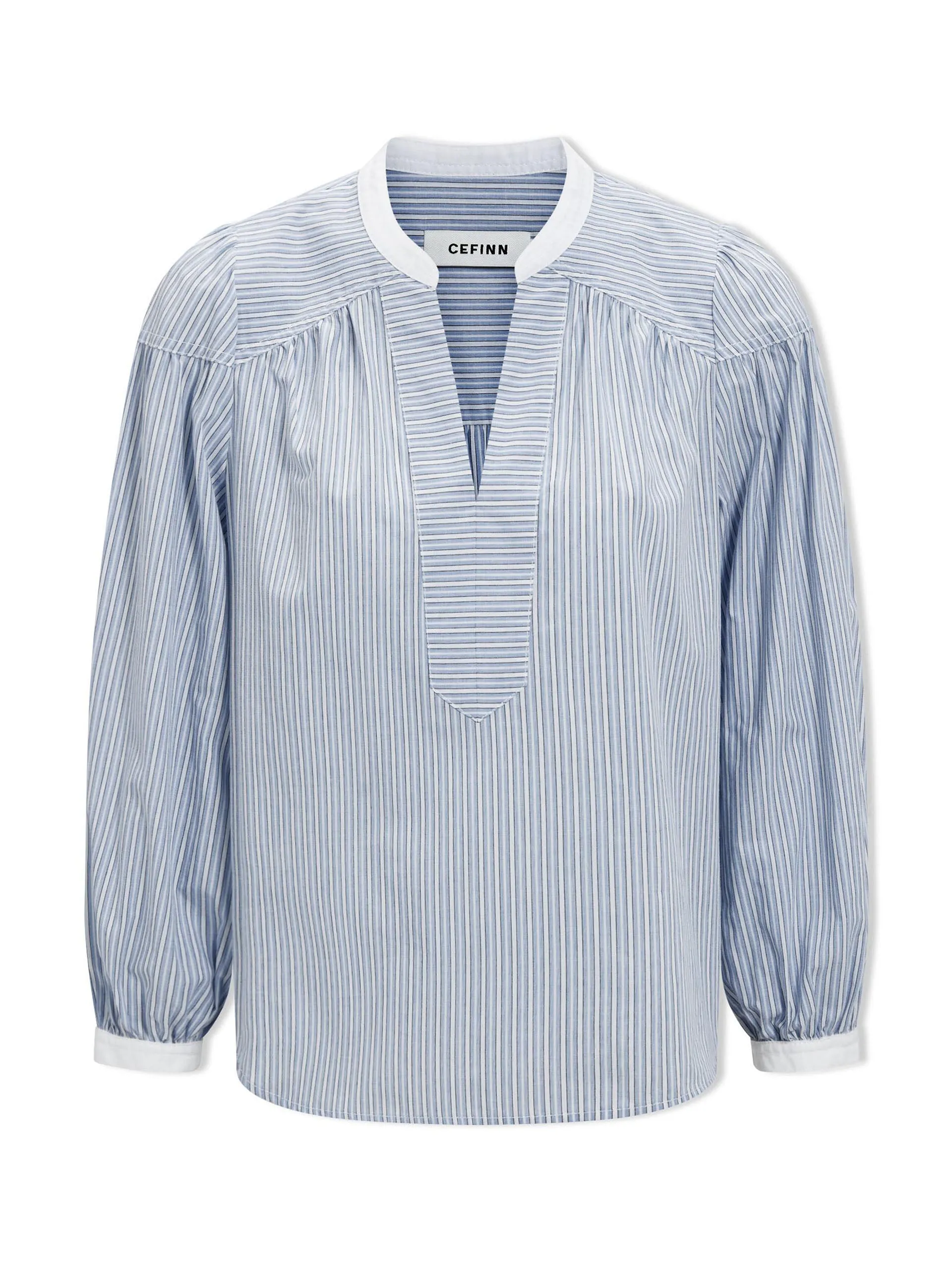 Mid blue and white stripe Erica organic shirt