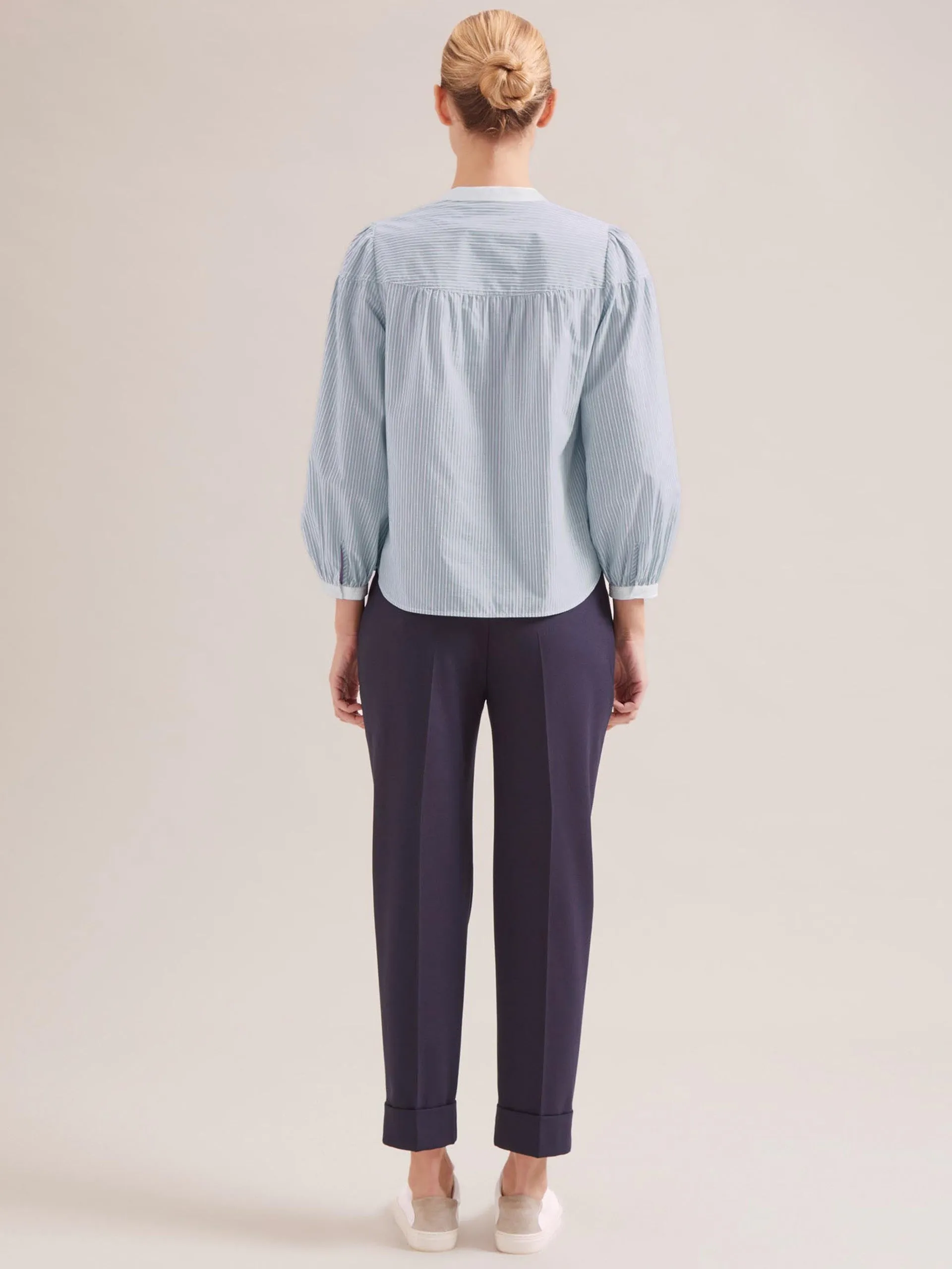 Mid blue and white stripe Erica organic shirt