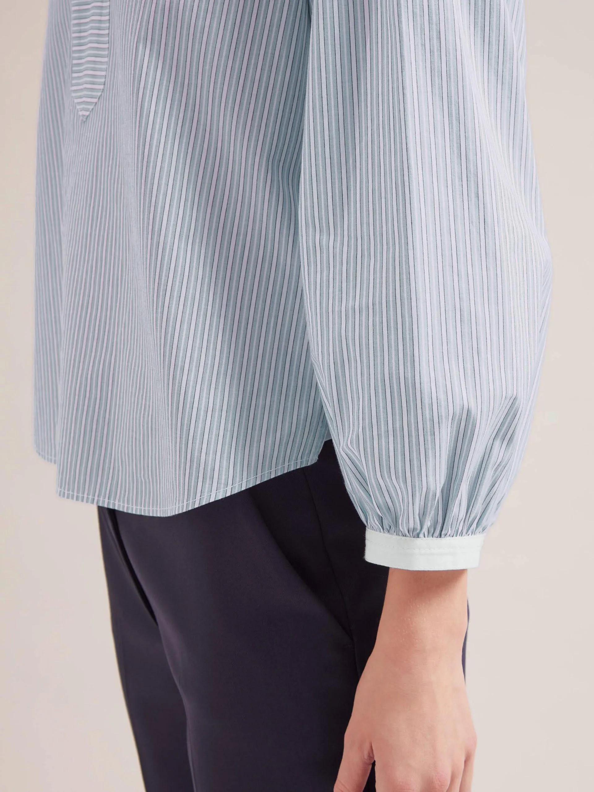 Mid blue and white stripe Erica organic shirt