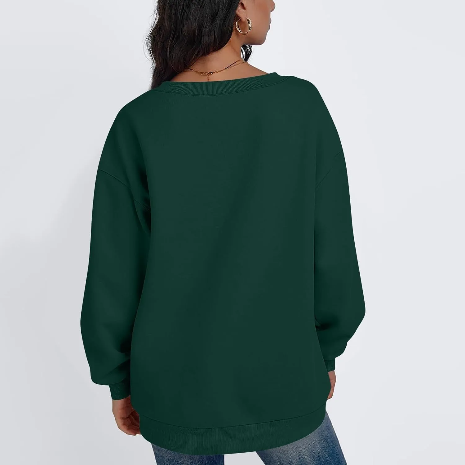 midelxp Womens Oversized V Neck Sweatshirt Trendy Casual Winter Fleece Pullover Sweaters Cute Preppy Long Sleeve Sweat Shirts