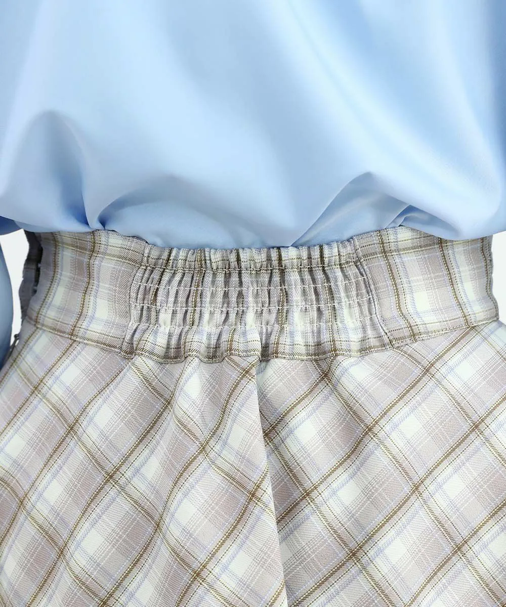 Pastel Check Flared Skirt with Coin Chain / F&A