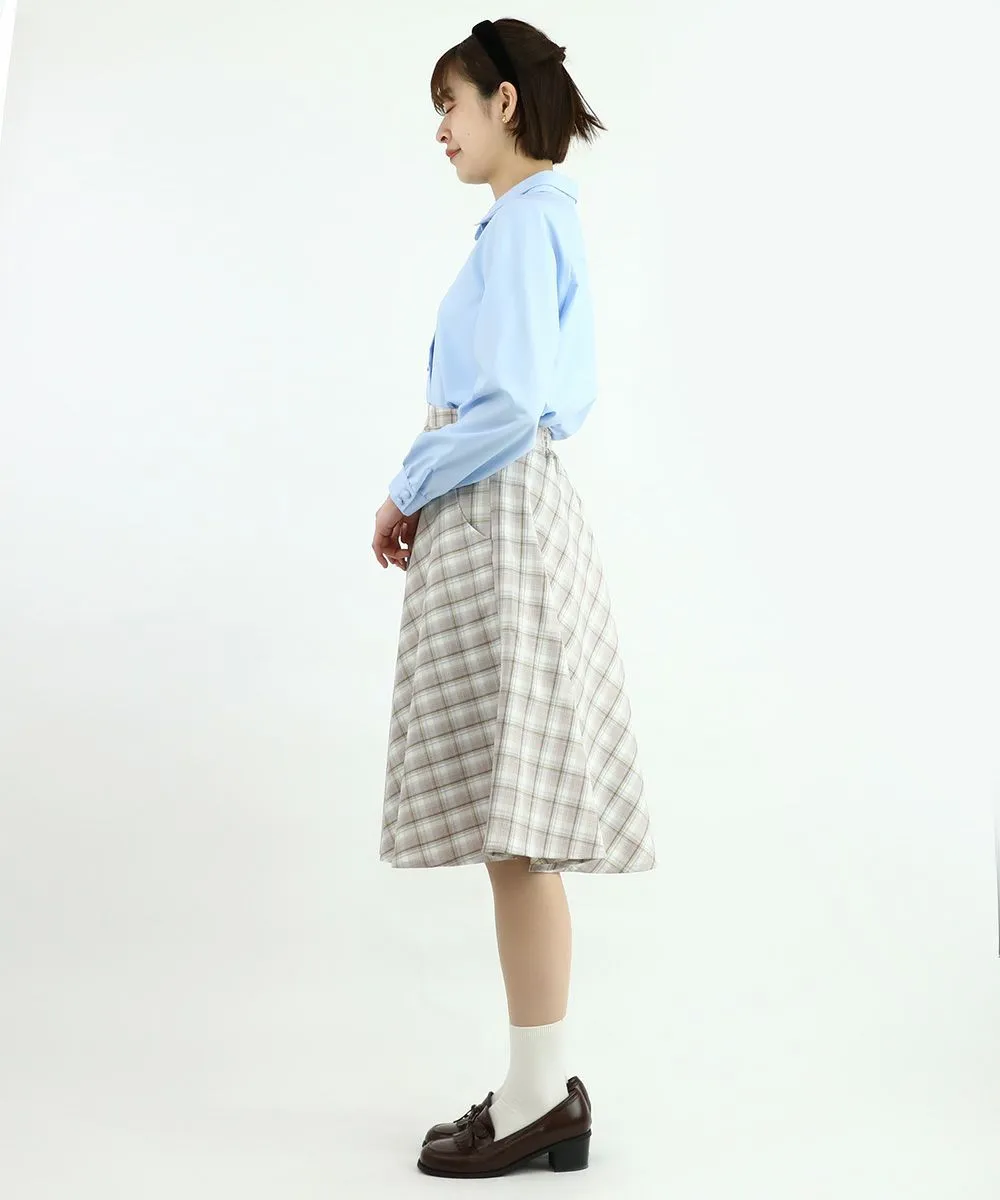 Pastel Check Flared Skirt with Coin Chain / F&A