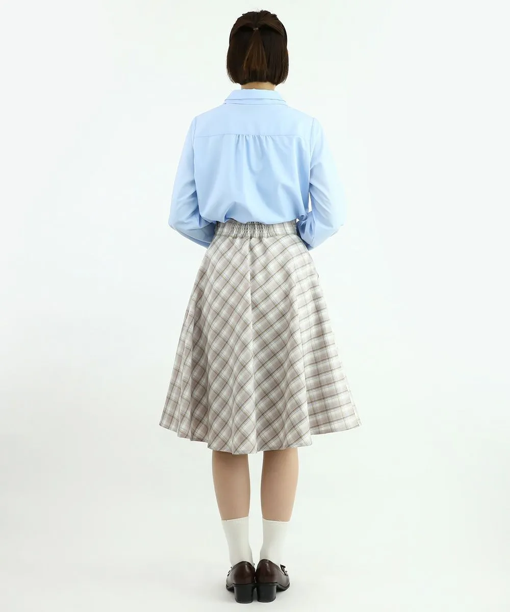 Pastel Check Flared Skirt with Coin Chain / F&A