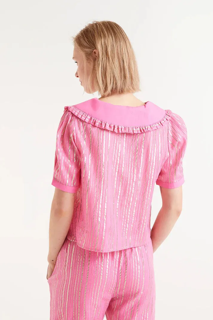 Pink Lurex Short Sleeve Shirt