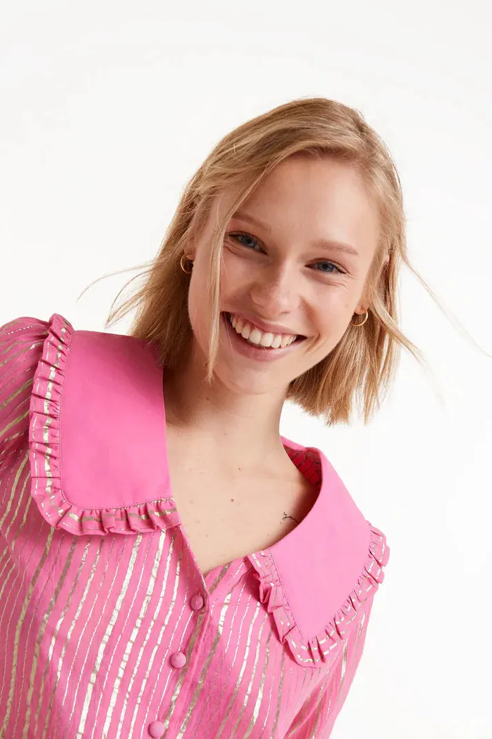 Pink Lurex Short Sleeve Shirt