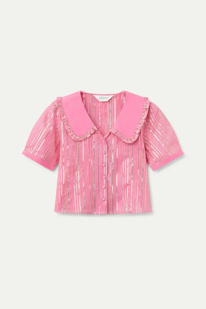 Pink Lurex Short Sleeve Shirt