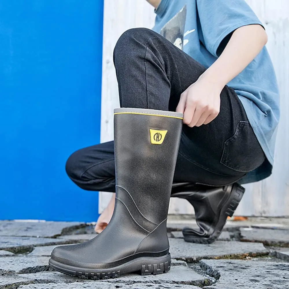 Rojeam Mens Rain Boots Waterproof Garden Shoes Rain Shoes