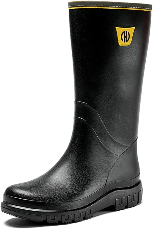 Rojeam Mens Rain Boots Waterproof Garden Shoes Rain Shoes