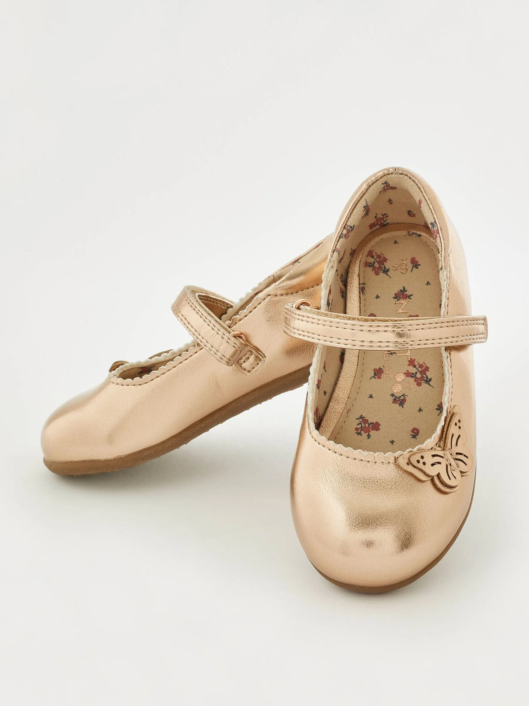 Rose Gold Wide Fit (G) Butterfly Mary Jane Shoes