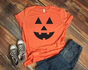 Smiling Pumpkin - Happy Halloween Adult T Shirt - Halloween -Classic Pumpkin Cut Out Face