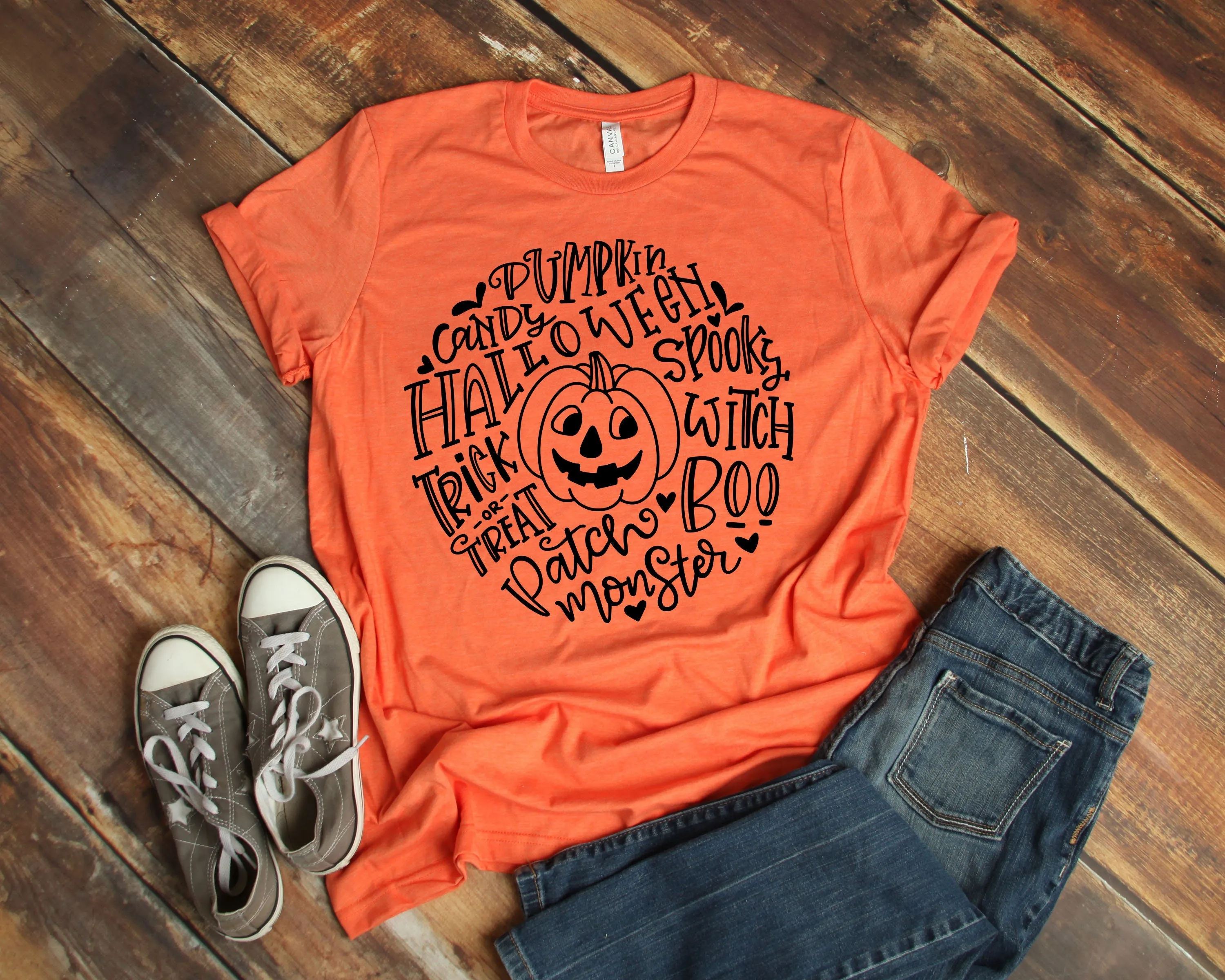 Smiling Pumpkin - Happy Halloween Adult T Shirt - Halloween -Typography Words