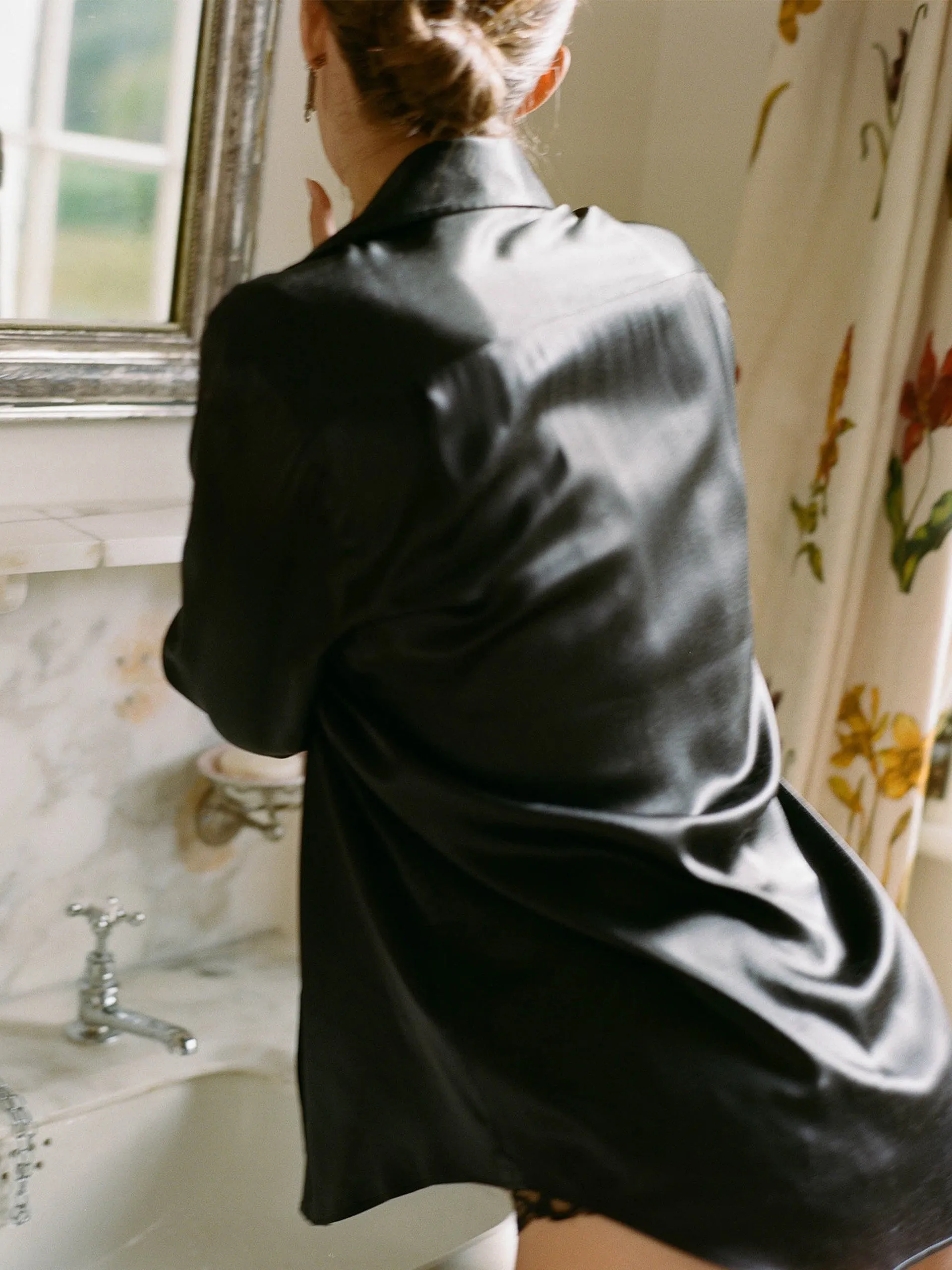 The Boyfriend: onyx silk shirt