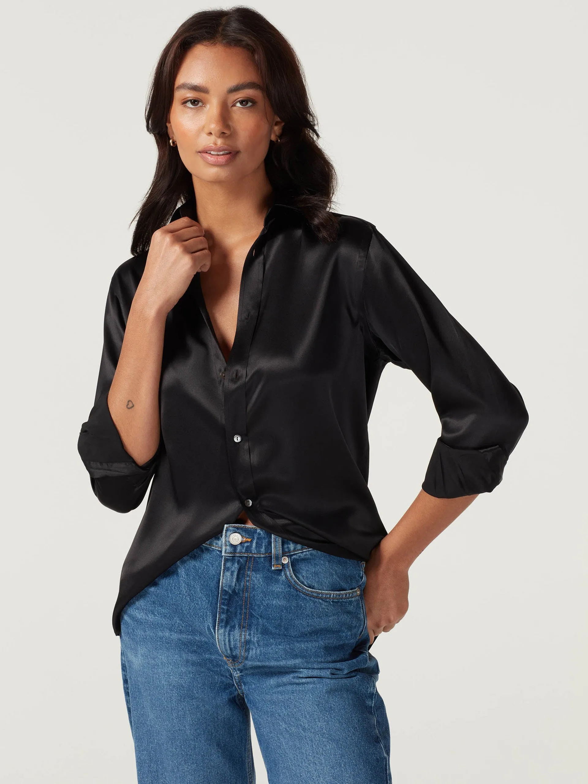 The Boyfriend: onyx silk shirt