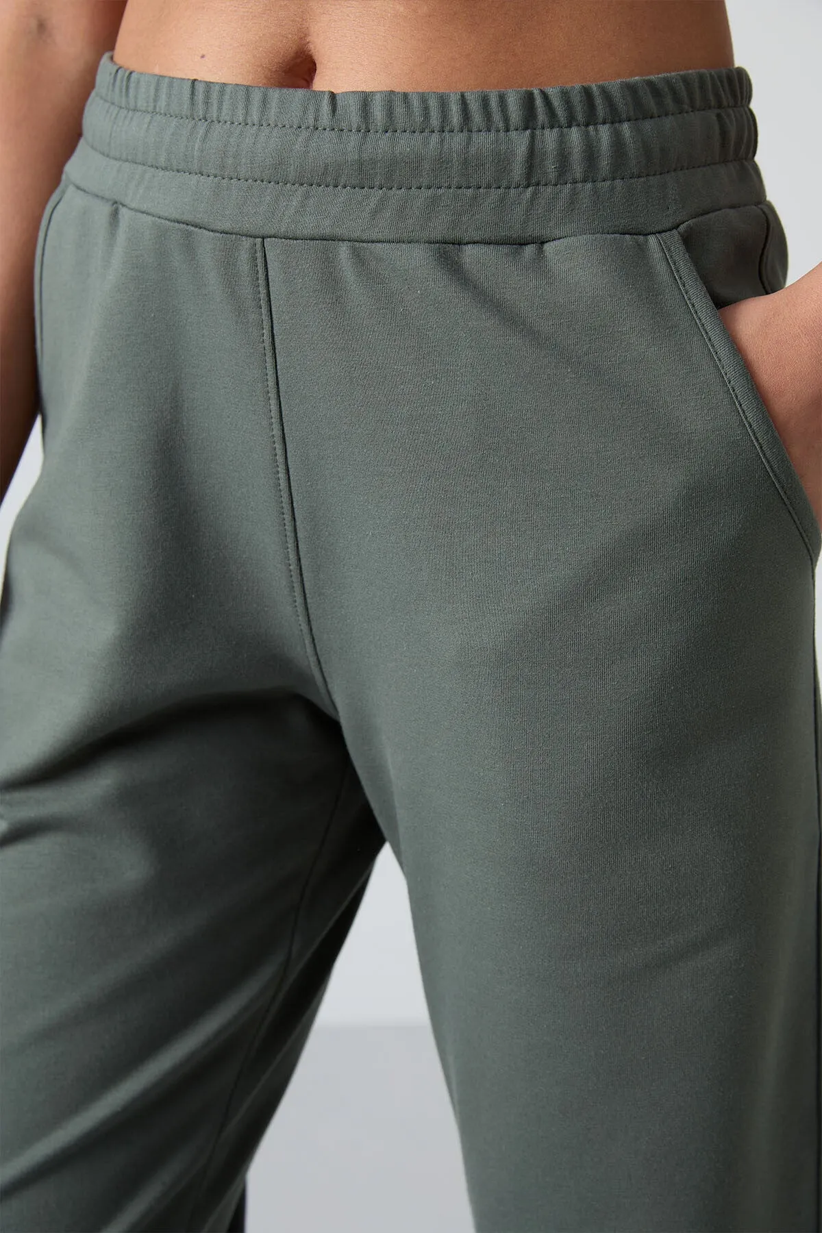 TMY Haki High Waist Pocketed Comfort Fit Classic Leg Women's Sweatpants - 94584 - Carpentersville