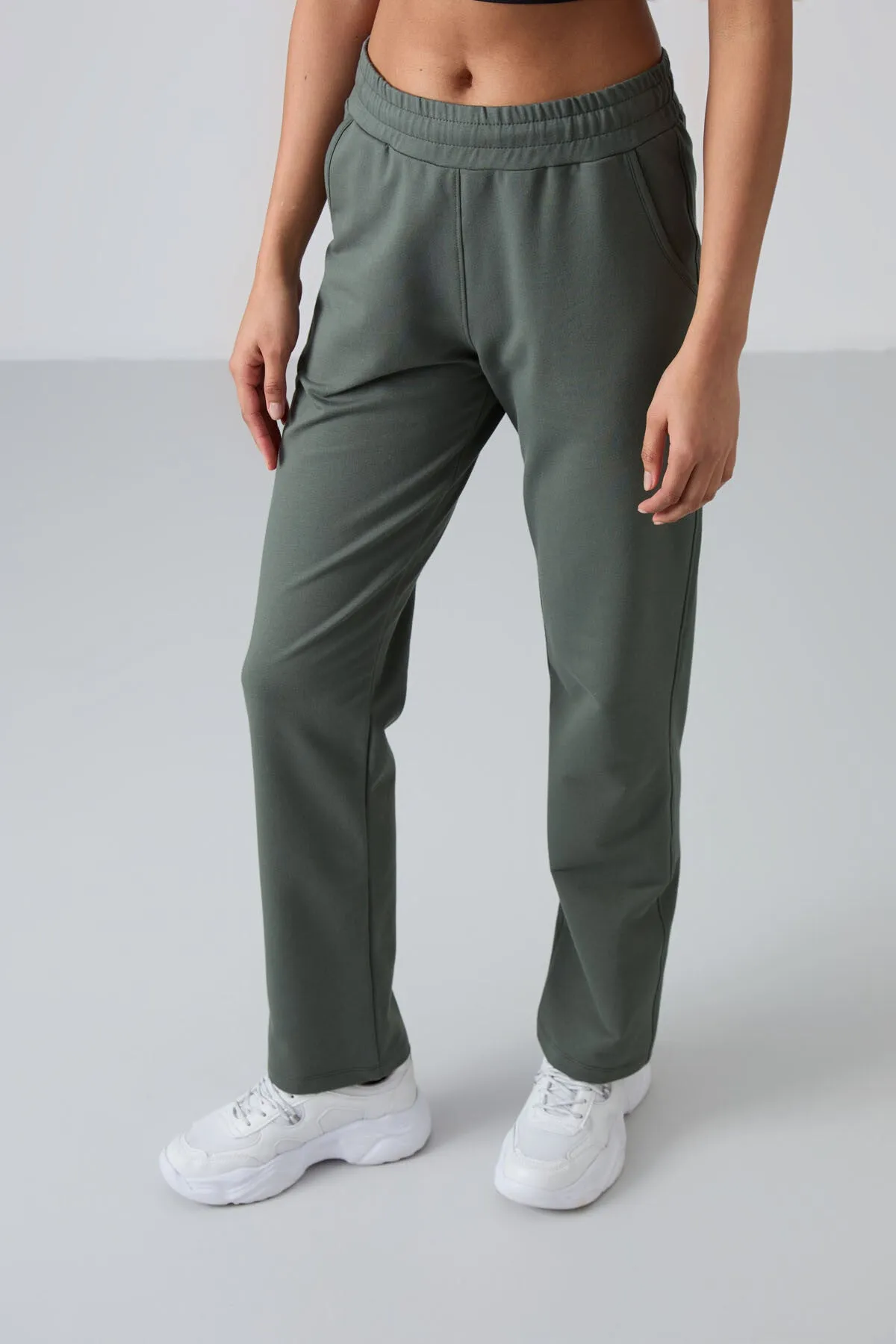 TMY Haki High Waist Pocketed Comfort Fit Classic Leg Women's Sweatpants - 94584 - Carpentersville