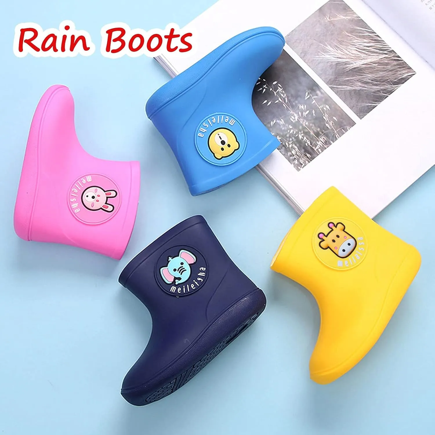 Unisex Child Classic Rain Boots Baby Rain Boots Infant Cartoon Boys Girls Rubber Waterproof Rain Shoes 1-6 Years Old