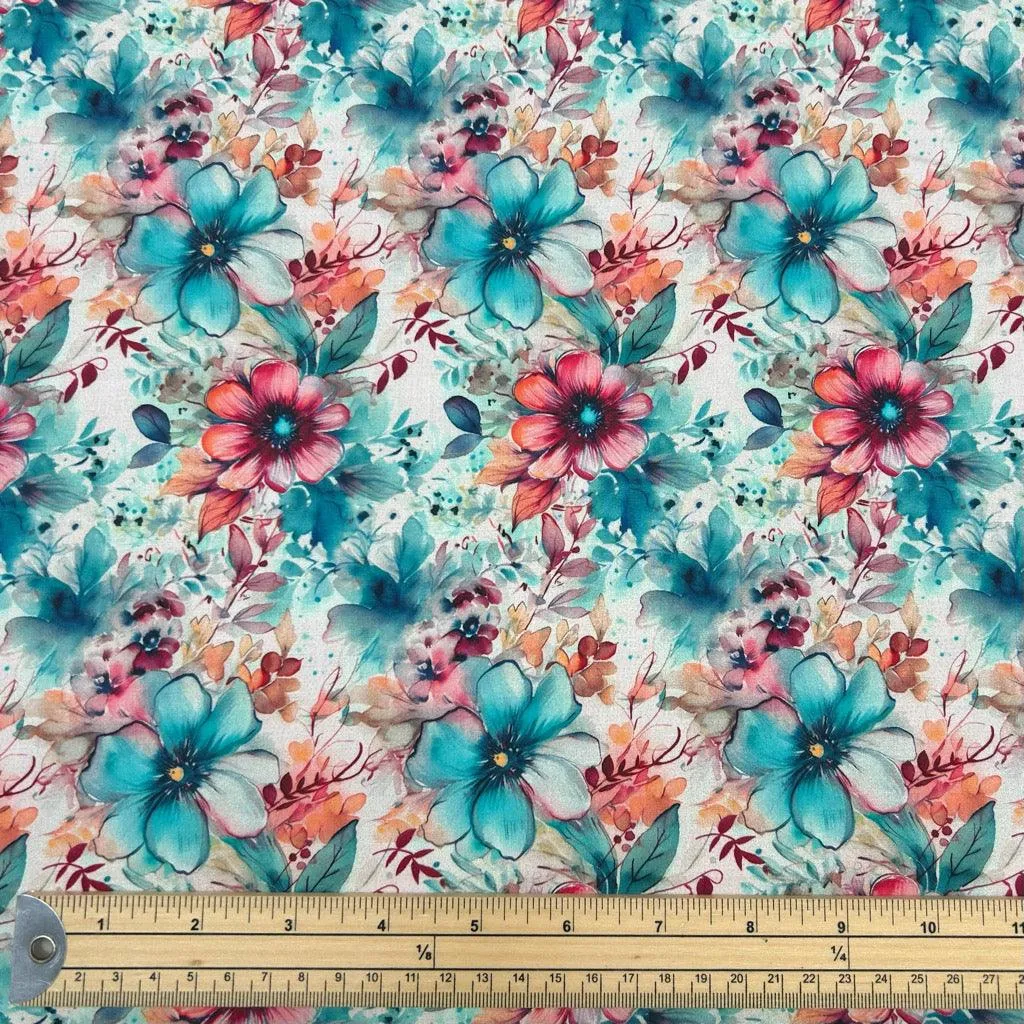Warm Floral Viscose Challis Fabric