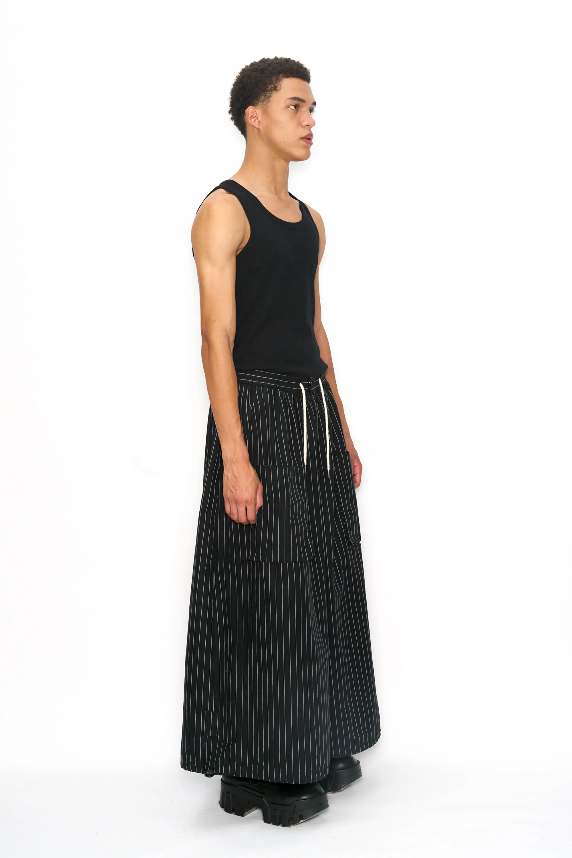 Wide Leg Yemi Pants - Black Pinstripe