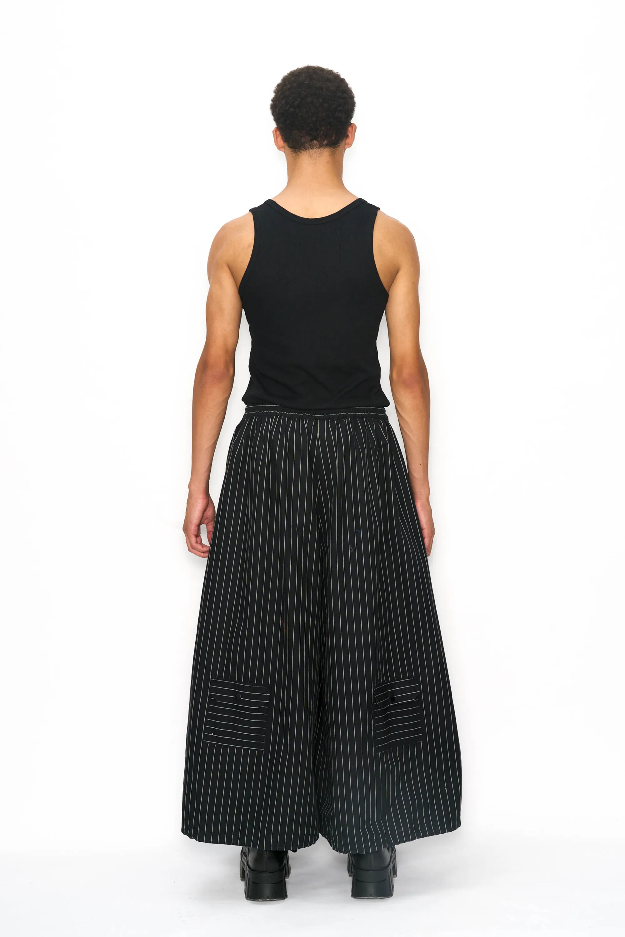 Wide Leg Yemi Pants - Black Pinstripe