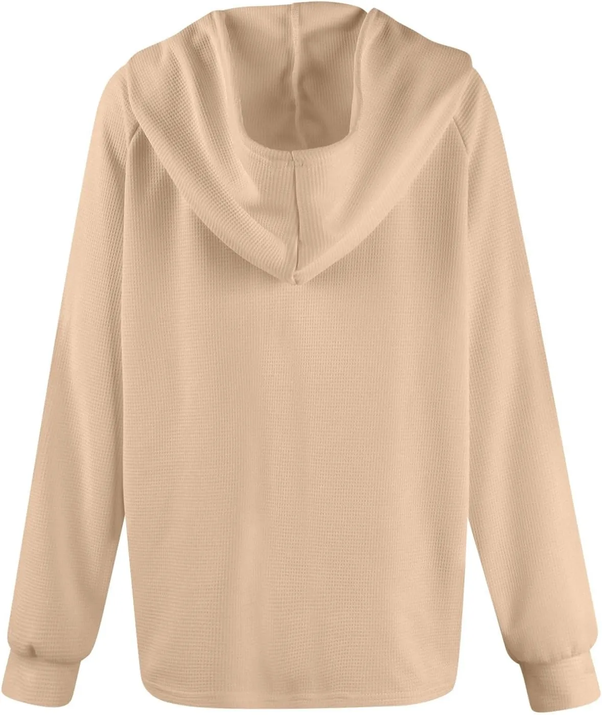 Womens Long Sleeve Hoodies 2024 Drawstring Sweatshirt Loose Button Comfy V-Neck Top Dressy Daily Clothes
