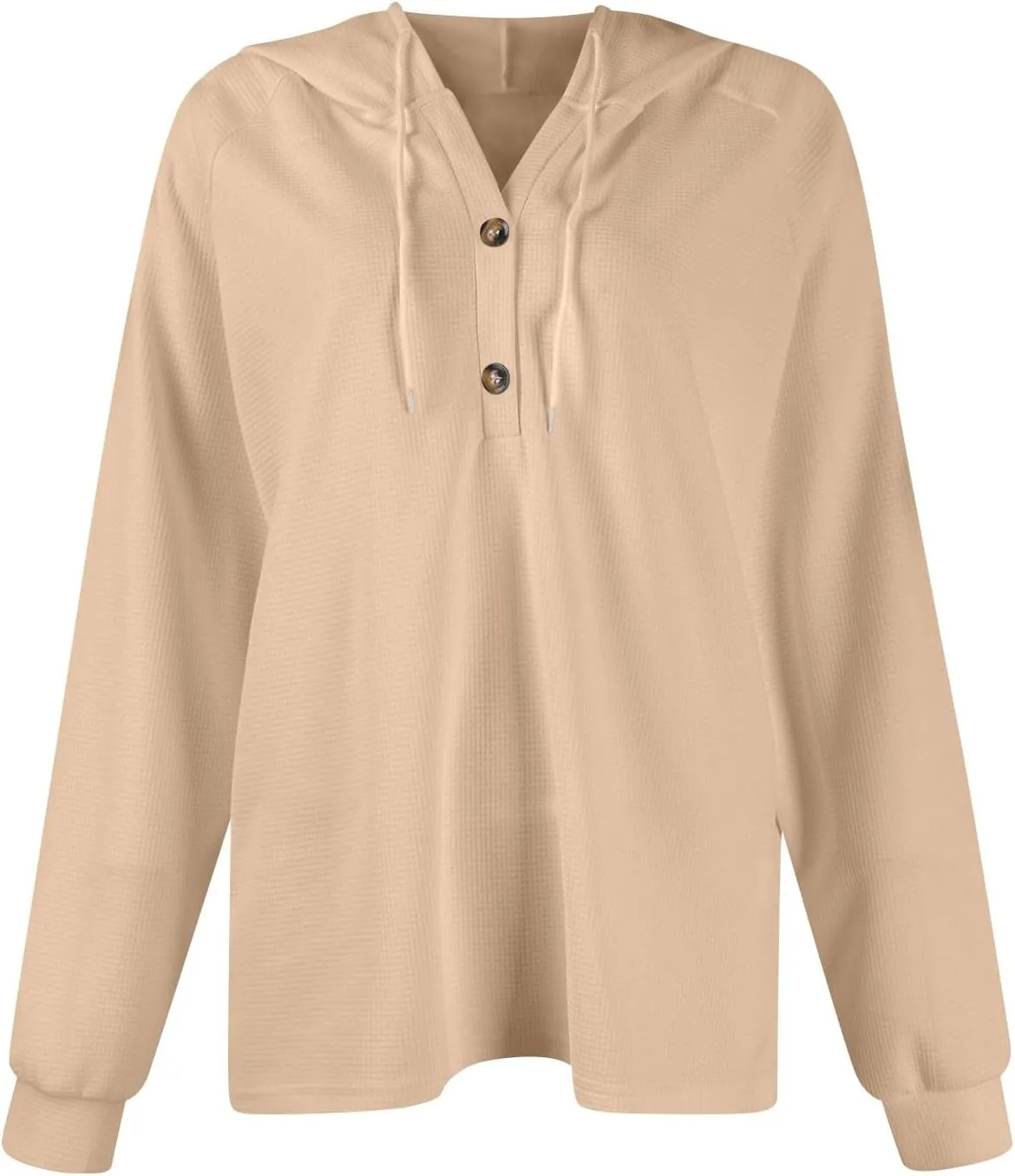 Womens Long Sleeve Hoodies 2024 Drawstring Sweatshirt Loose Button Comfy V-Neck Top Dressy Daily Clothes