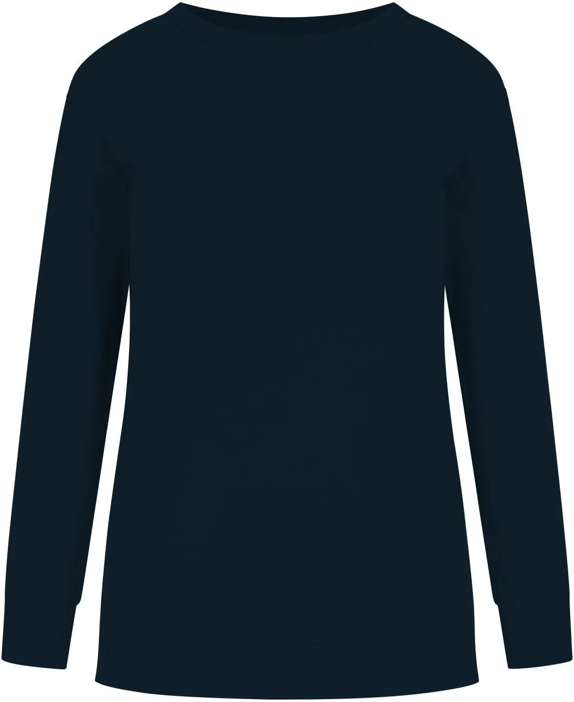 Womens Long Sleeves Sweatshirt Fitted Blouse Solid Color Round Neck Tops Pullover Casual Loose Fashion Hoodies