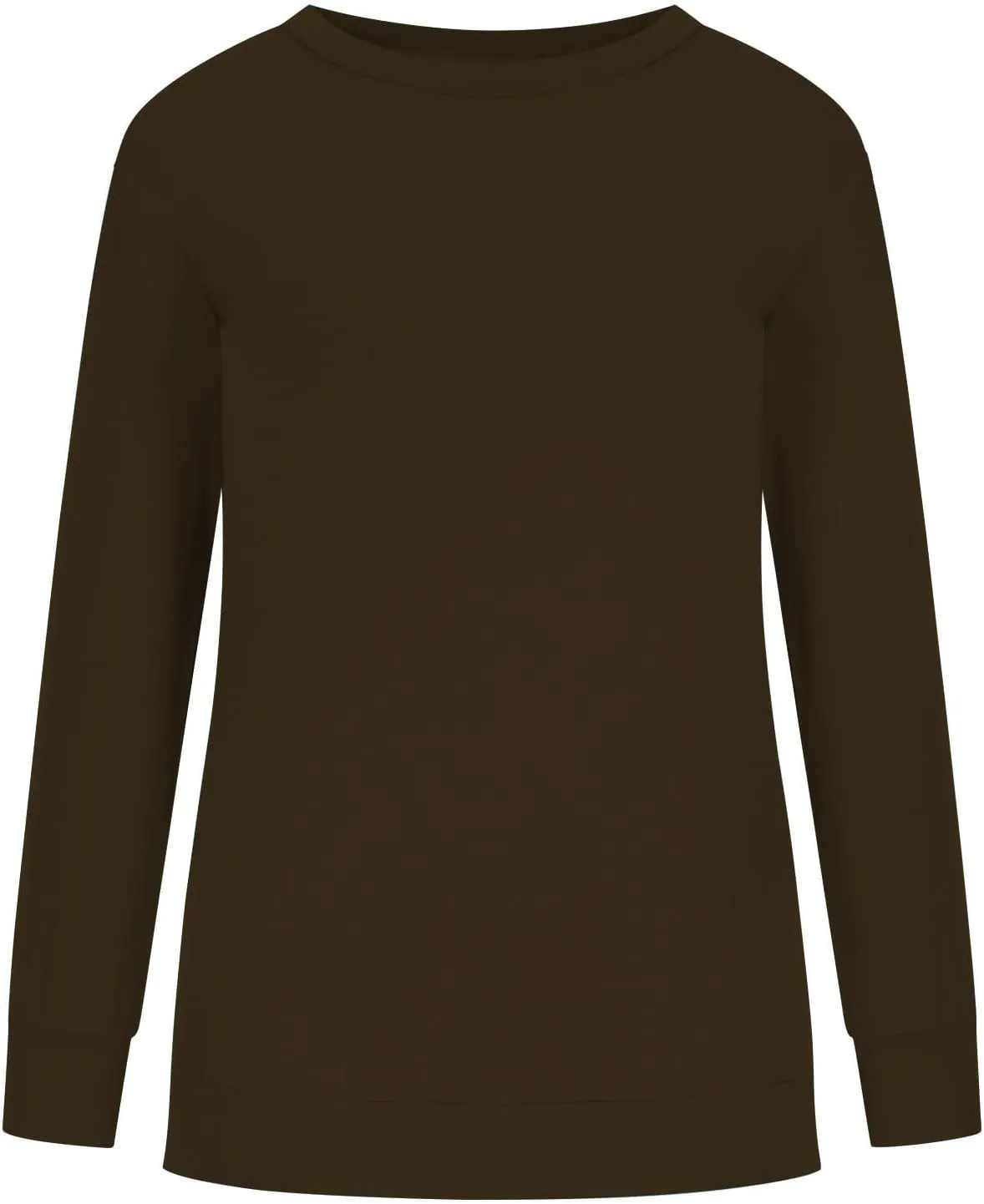 Womens Long Sleeves Sweatshirt Fitted Blouse Solid Color Round Neck Tops Pullover Casual Loose Fashion Hoodies