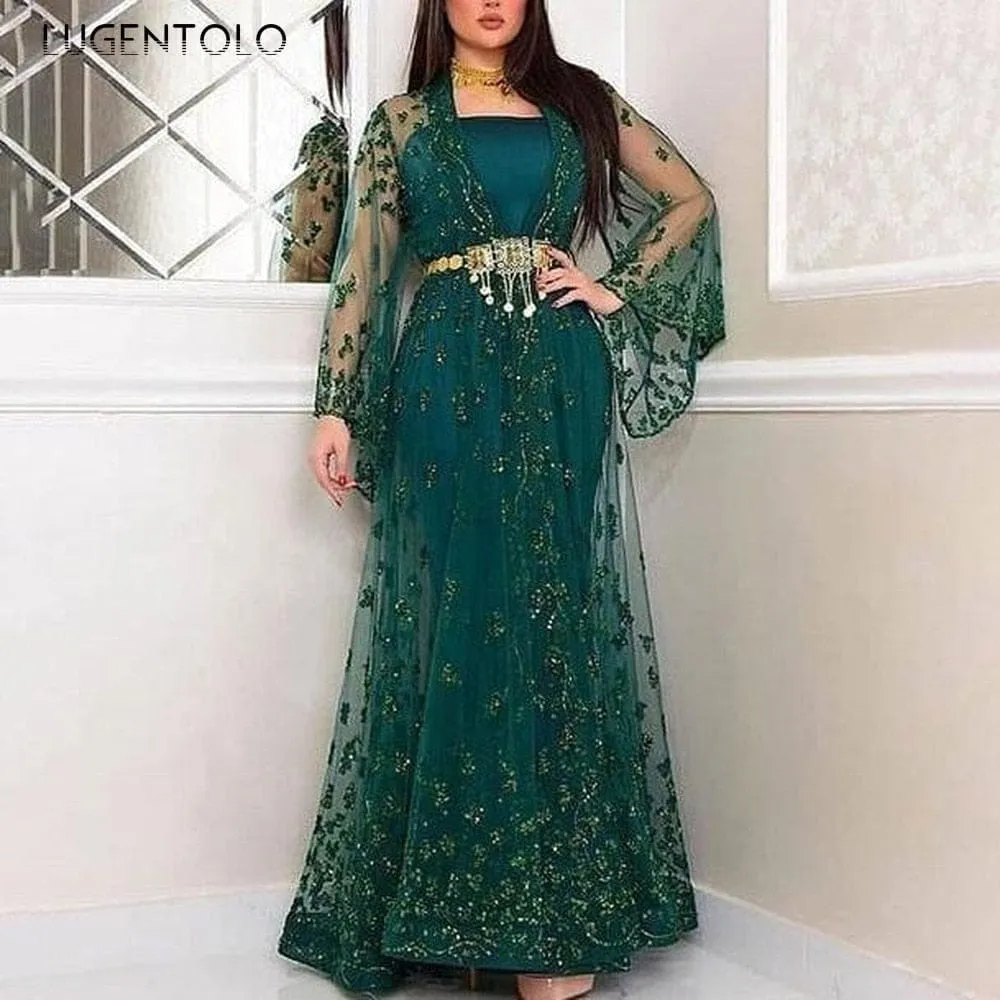 Women's  Swing Sexy Shawl High Waist Loose Fashion 2piece Party Dress