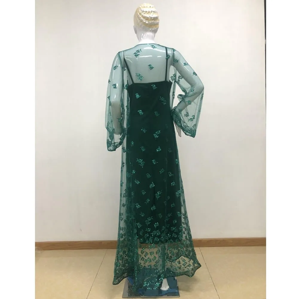 Women's  Swing Sexy Shawl High Waist Loose Fashion 2piece Party Dress