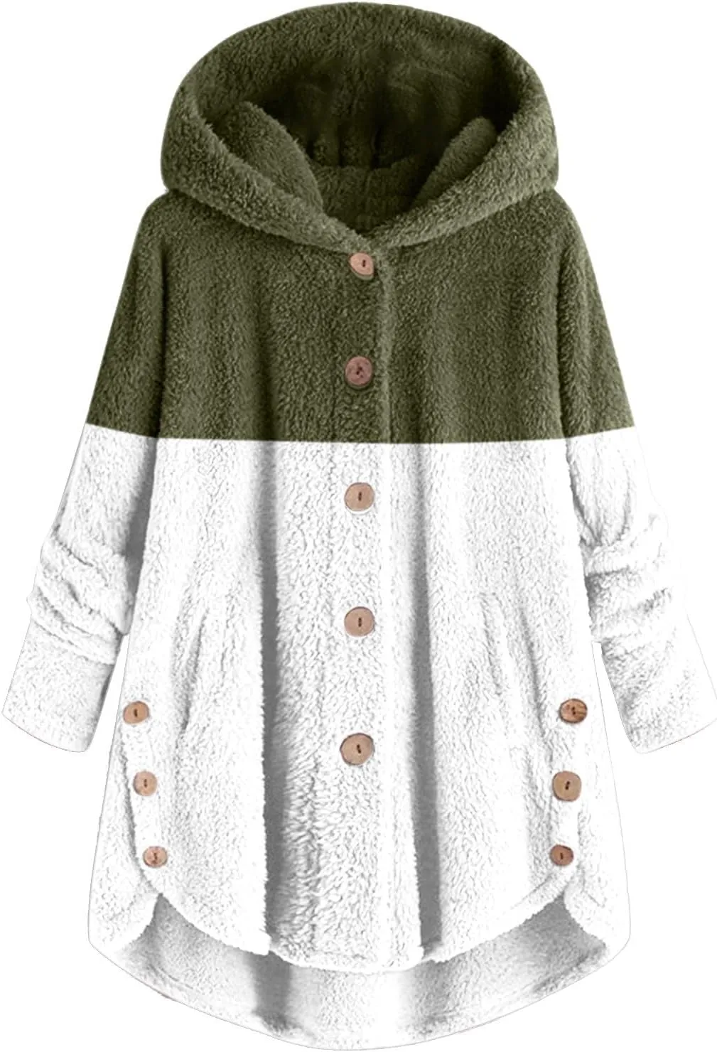 Womens Winter Jacket Coats Button Hem Plus Size Hoodie Top Sweater Blouse Thermal Sweatshirt Outerwear Women