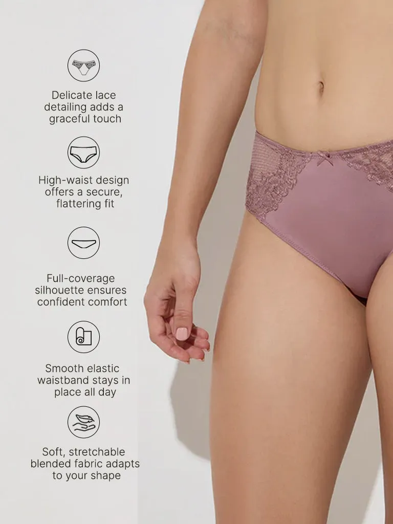 Wunderlove Mauve Lace-Detailed Brief