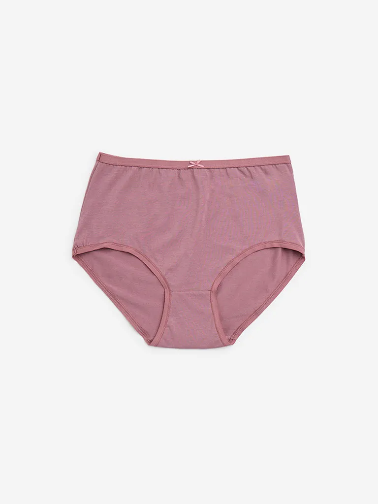 Wunderlove Mauve Printed Cotton-Blend Briefs - Pack of 3