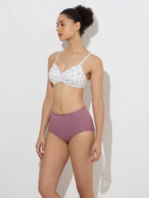 Wunderlove Mauve Printed Cotton-Blend Briefs - Pack of 3
